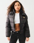 True Religion Double Collar Puffer Jacket Jet Black