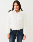 True Religion Double Collar Puffer Jacket Optic White