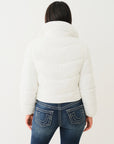True Religion Double Collar Puffer Jacket Optic White