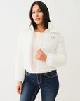 True Religion Double Collar Puffer Jacket Optic White