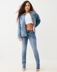 True Religion Oversized Glitter Denim Jacket Medium Wintry Wash