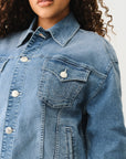 True Religion Oversized Glitter Denim Jacket Medium Wintry Wash