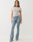 True Religion Crystal Hs Rib Baby Tee Heather Grey