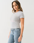 True Religion Crystal Hs Rib Baby Tee Heather Grey