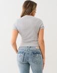 True Religion Crystal Hs Rib Baby Tee Heather Grey