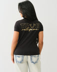 True Religion Outline Crystal Vneck Tee Jet Black