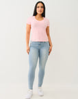 True Religion Outline Crystal Vneck Tee Candy Pink