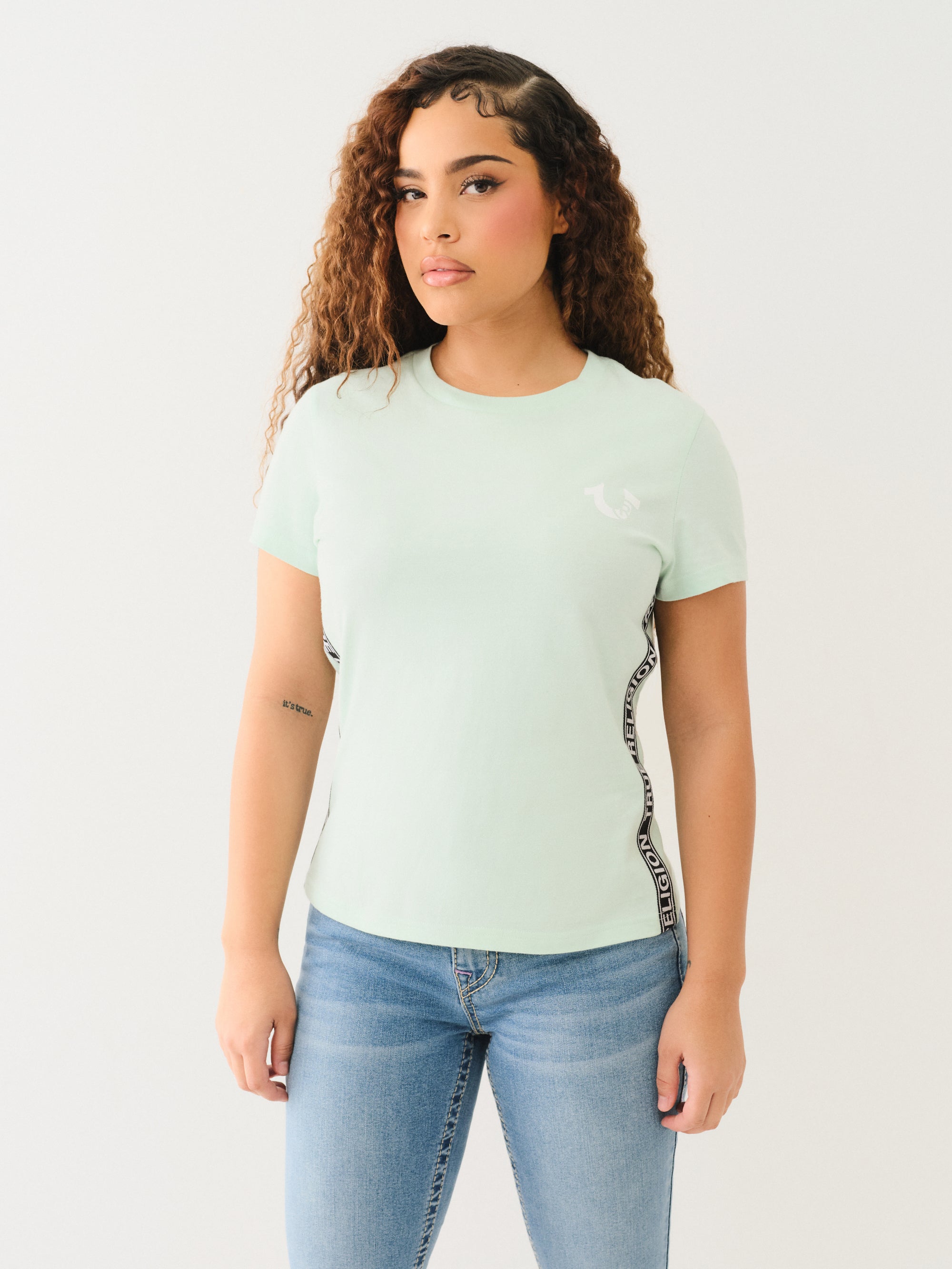 True Religion Taping Ss Tee Misty Jade