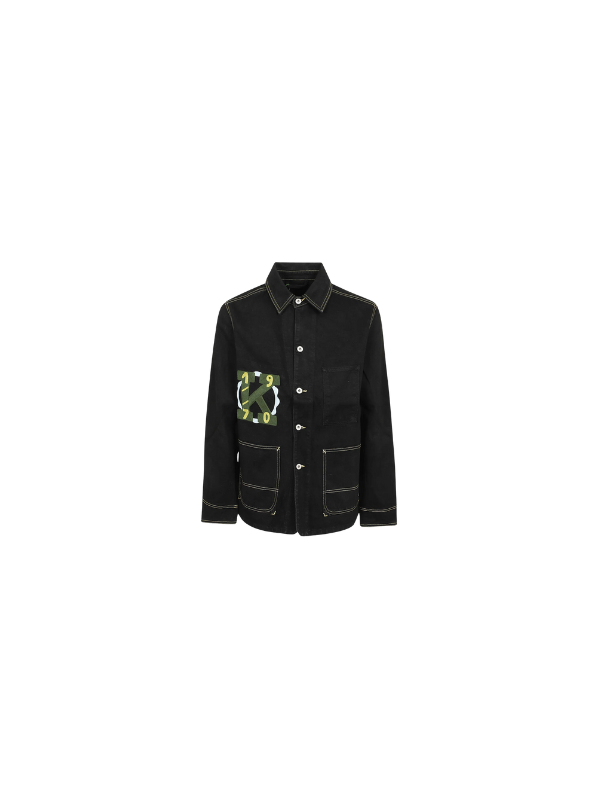 Kenzo Jacket Denim Graphic Print Logo Black