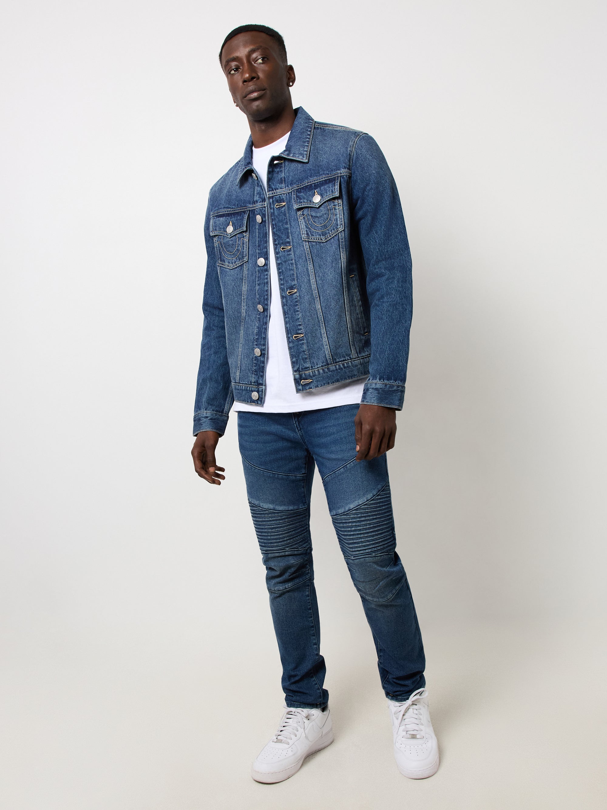 True Religion Rocco Moto Skinny Medium Blizzard Wash – AL Capone