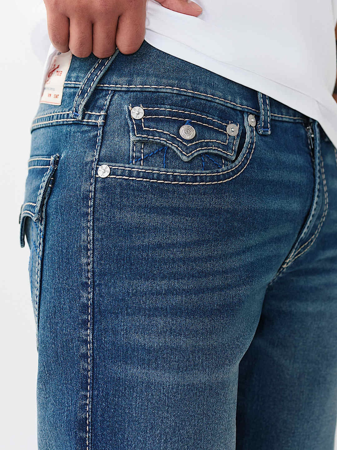 True Religion Shorts Ricky Big T Flap Medium Blue Comet Wash