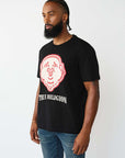 True Religion T-Shirt Puff Buddha Face Jet Black