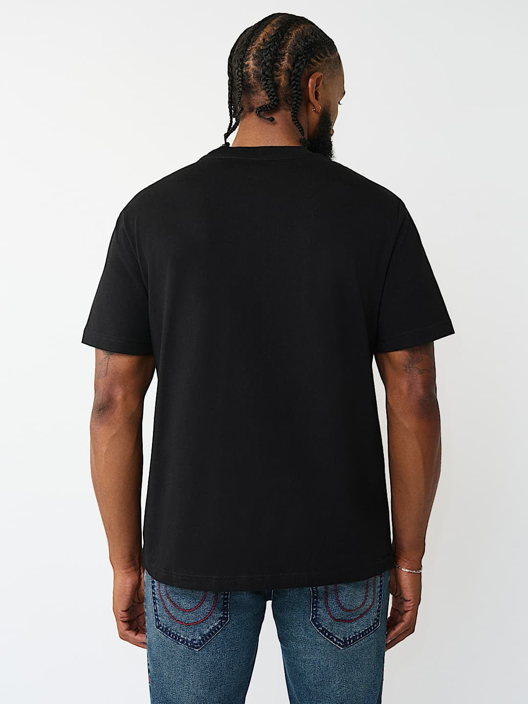 True Religion T-Shirt Puff Buddha Face Jet Black