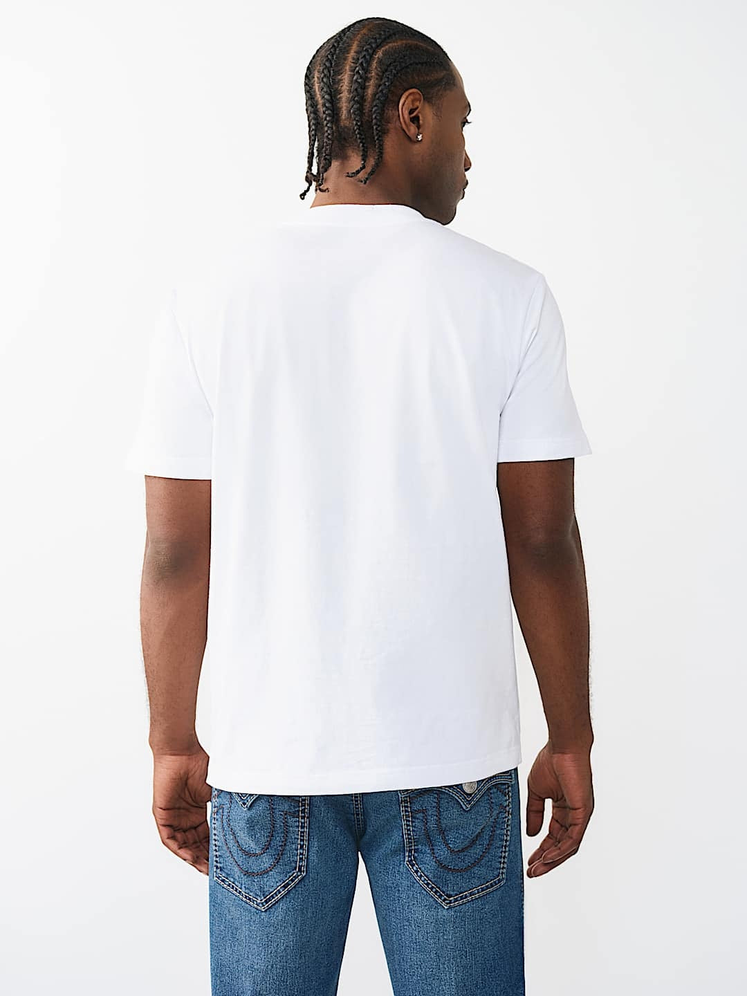True Religion T-Shirt Puff Buddha Face Optic White