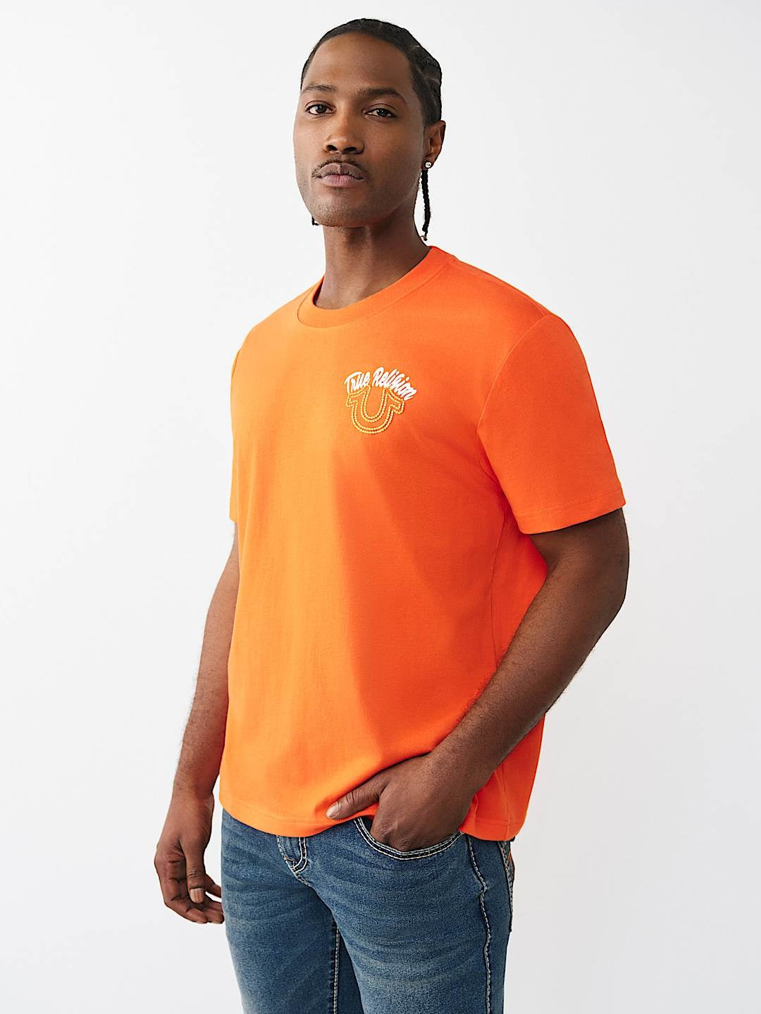 True Religion T-Shirt Glitter Puff Tr Red/Orange