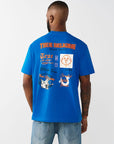 True Religion T-Shirt Applique Multi Imperial Blue