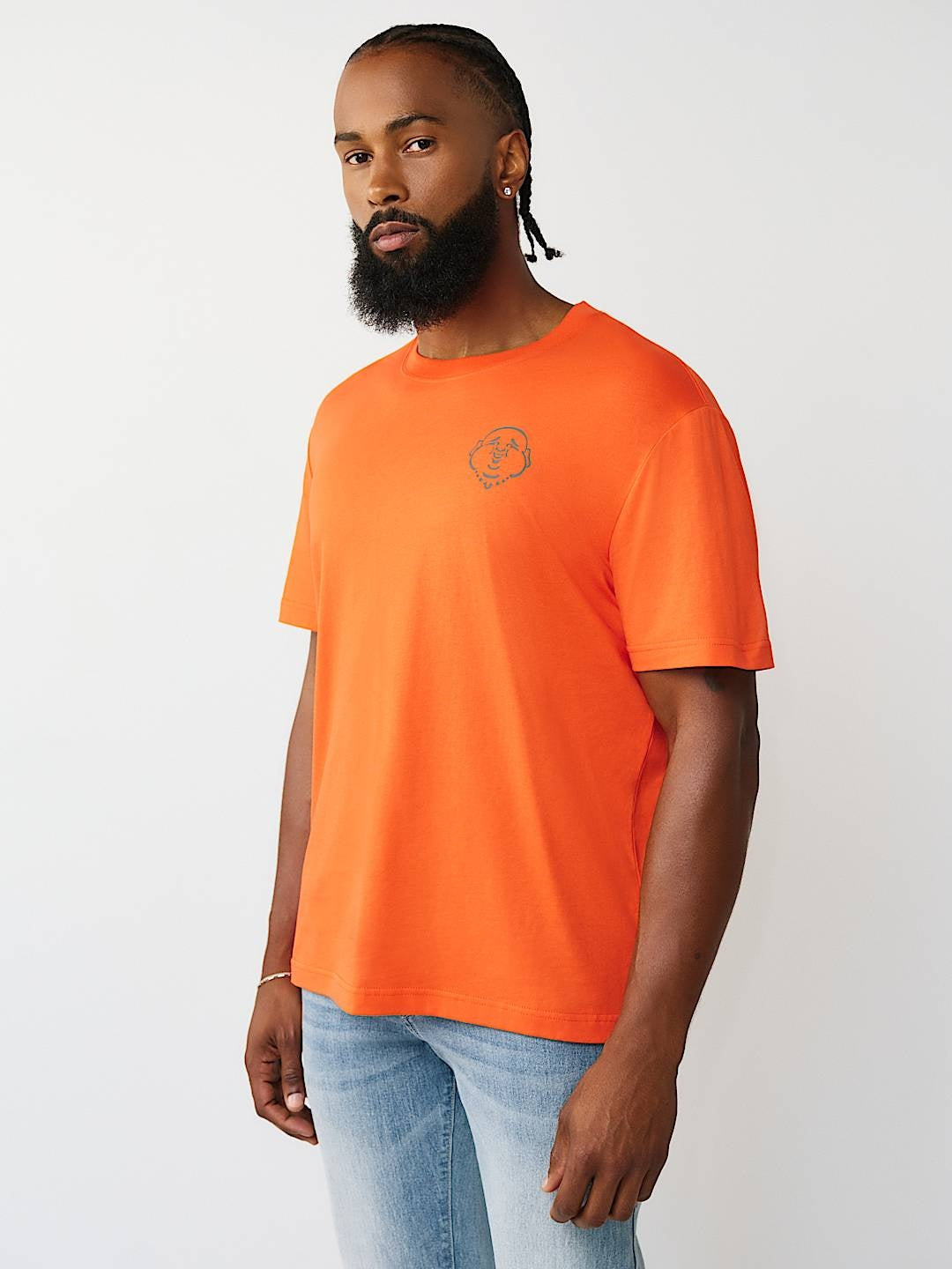 True Religion T-Shirt Applique Multi Red/Orange
