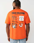 True Religion T-Shirt Applique Multi Red/Orange