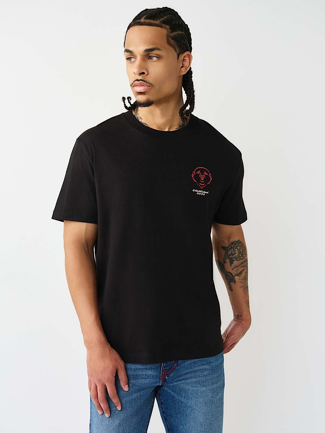 True Religion T-Shirt Elongated Tr Silicone Jet Black