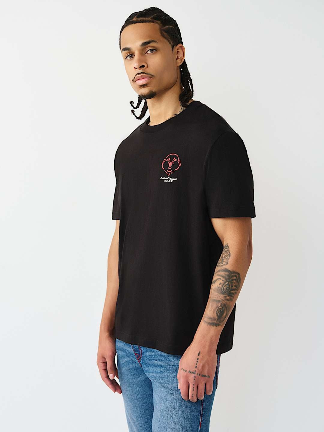 True Religion T-Shirt Elongated Tr Silicone Jet Black