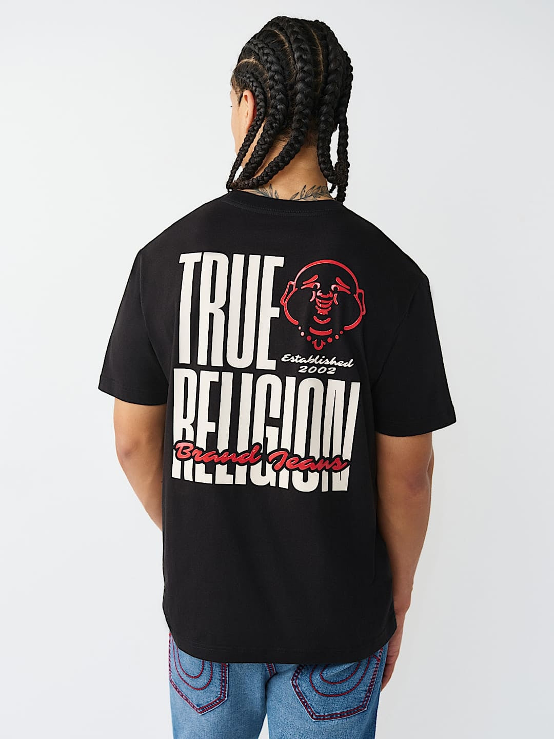 True Religion T-Shirt Elongated Tr Silicone Jet Black