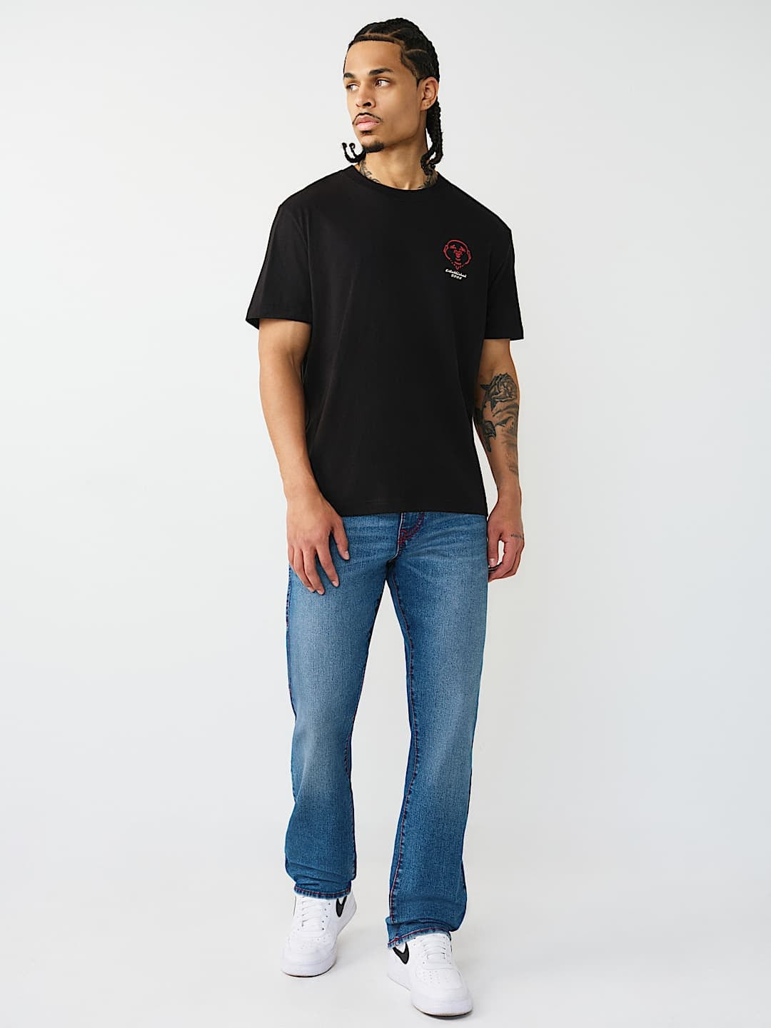True Religion T-Shirt Elongated Tr Silicone Jet Black