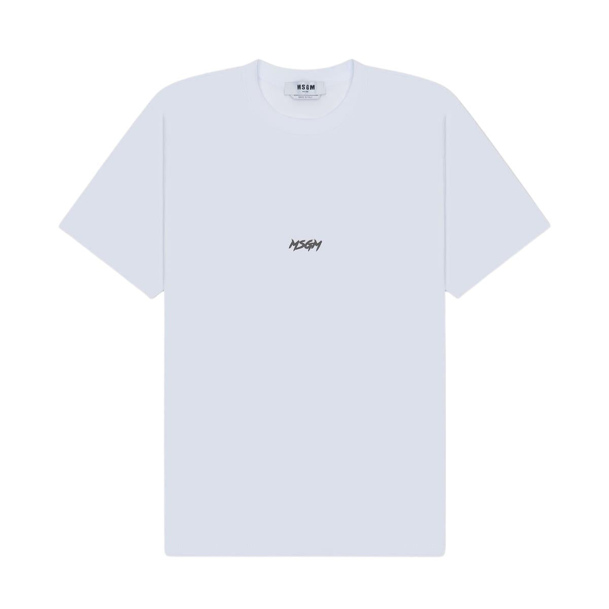 Msgm T-Shirt Center Brush Stroke Logo White