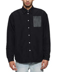 Purple Shirt Button Up Patch Black