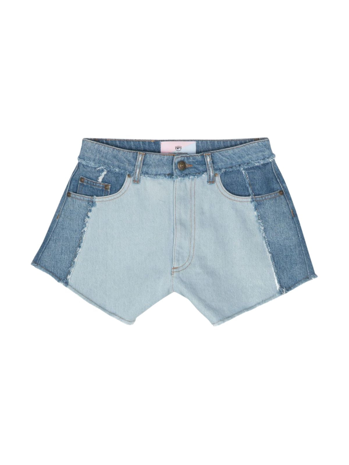 Chiara Ferragni Shorts Denim Patchwork Blue