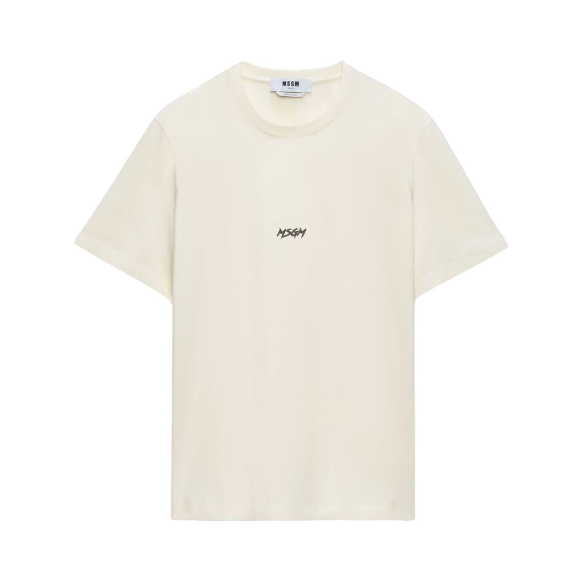 Msgm T-Shirt Center Logo Cream
