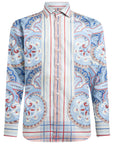 Etro Shirt Paisley With Stripes Blue