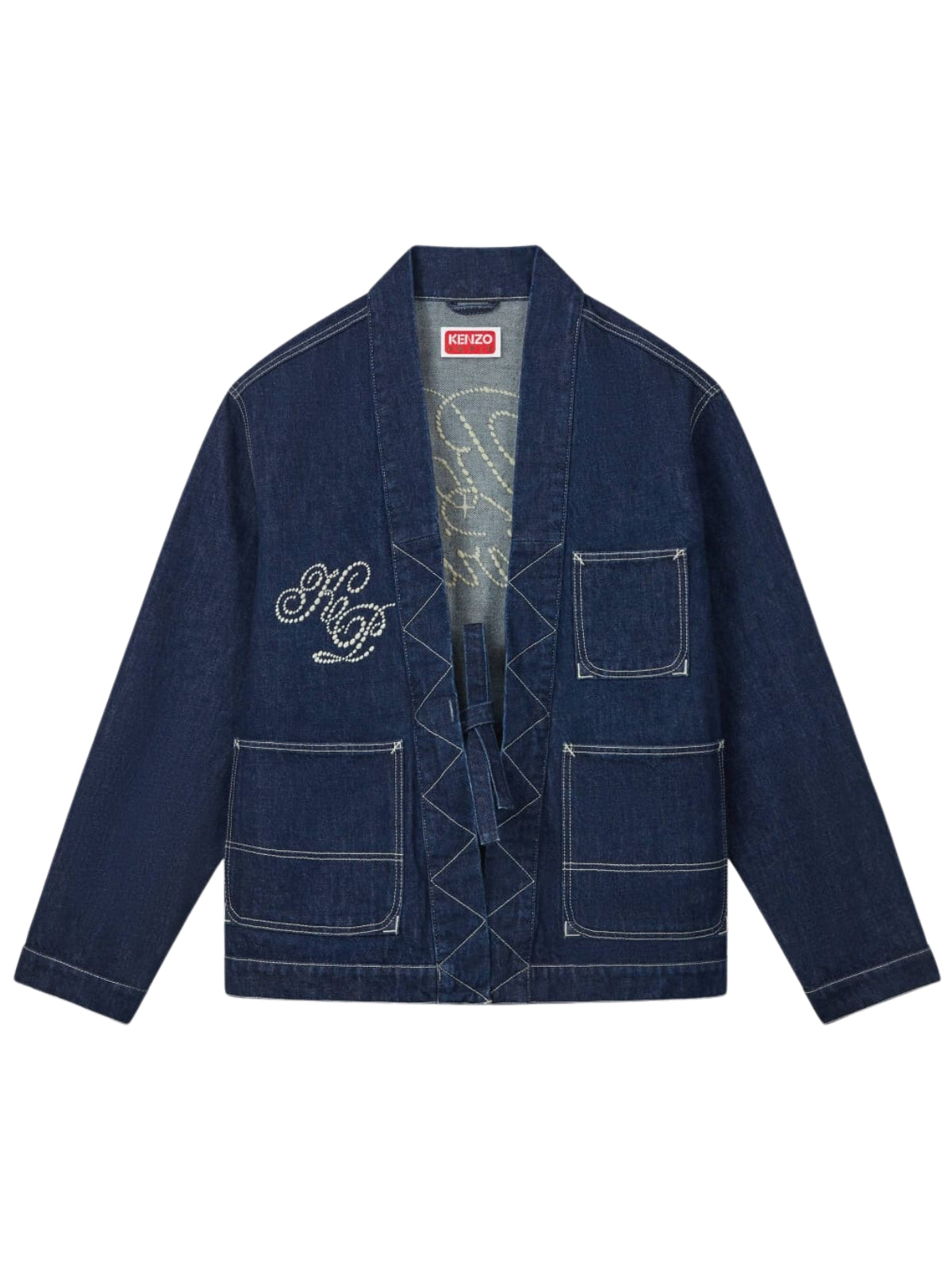 Kenzo Jacket Constellation Embroidered Kimono Denim Blue