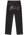 Ice-Cream Jeans Rhinestone Running Dog Black