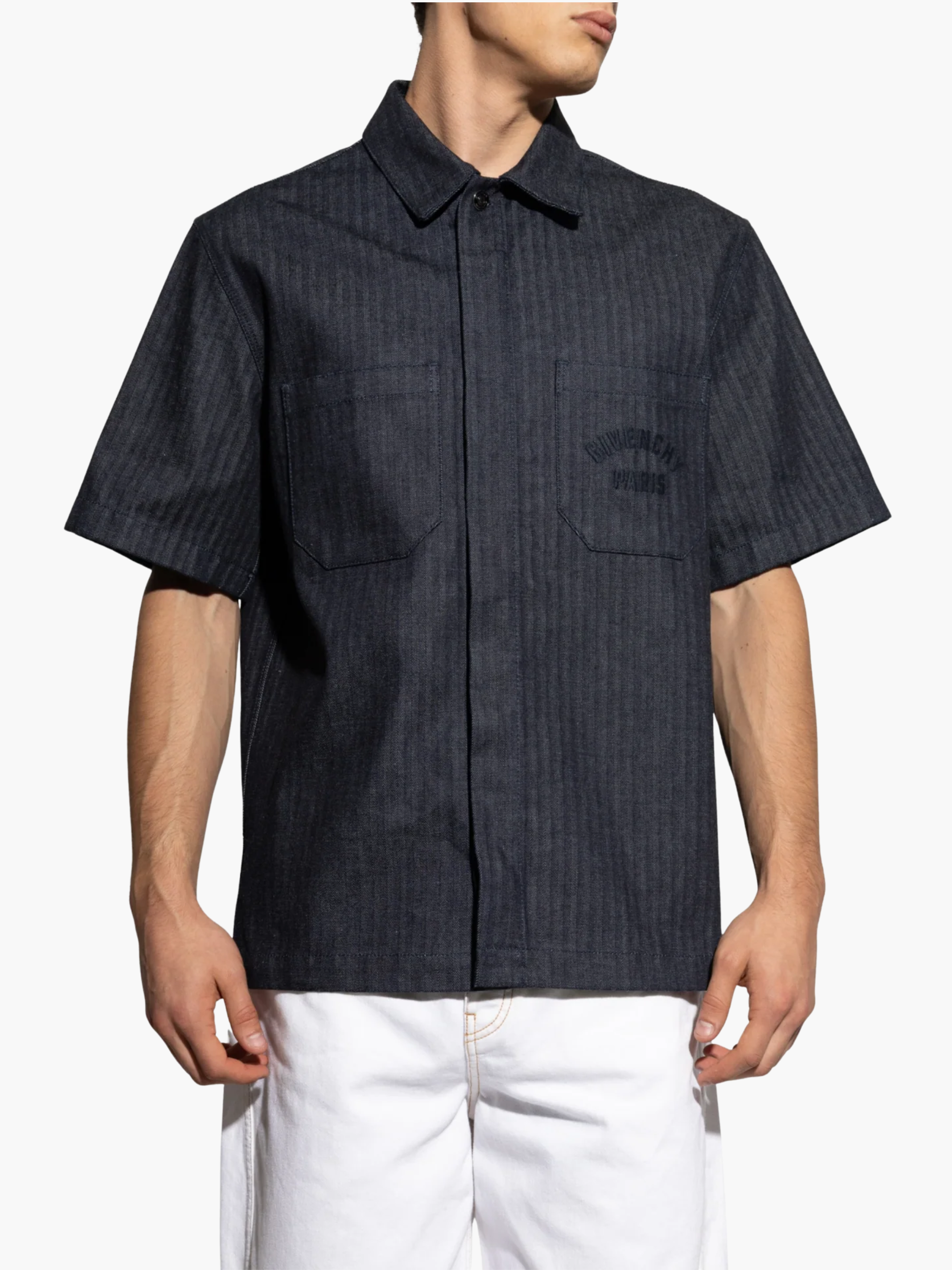Givenchy Shirt Short Sleeve Logo Dark Blue