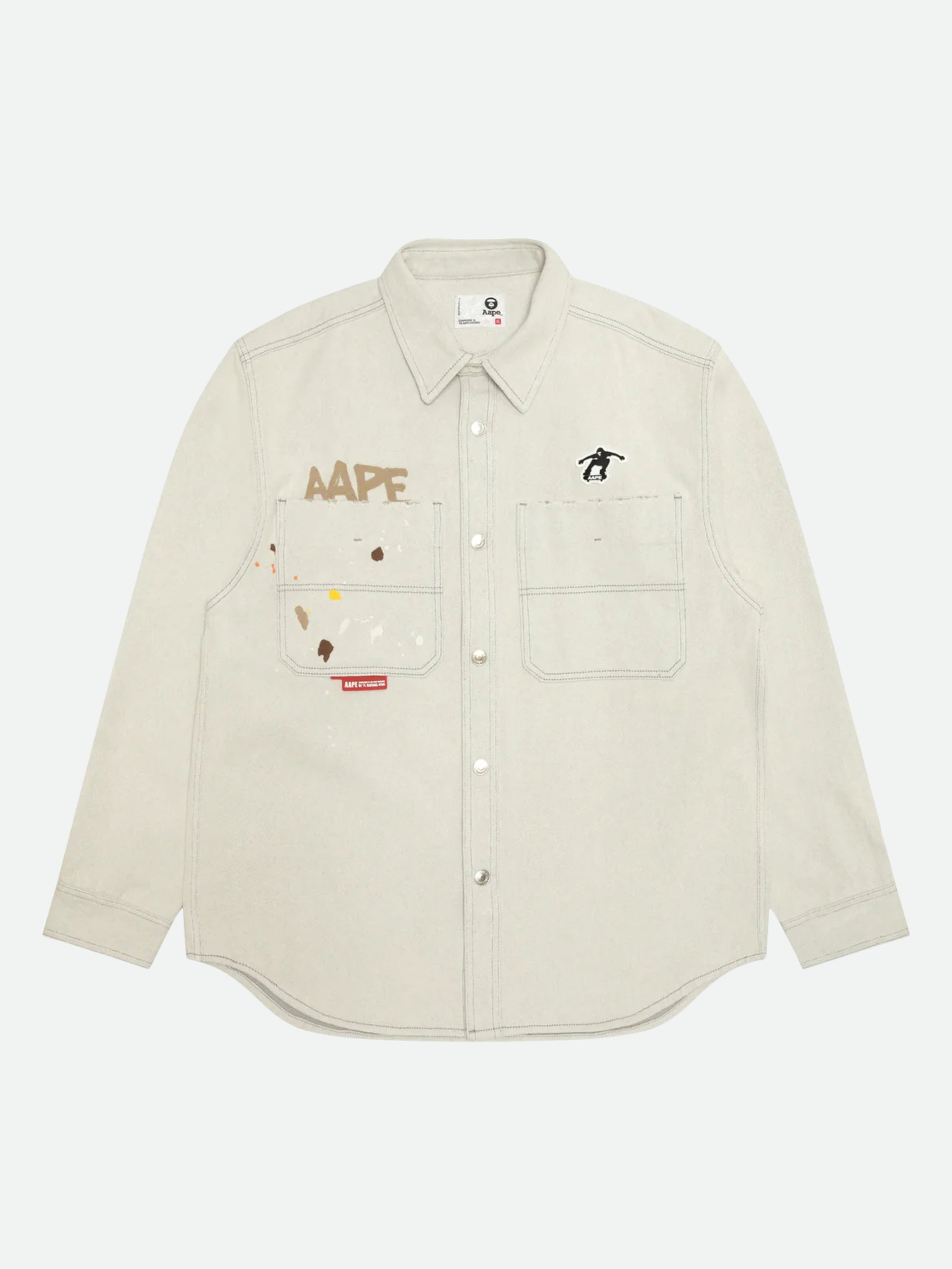 Aape Shirt Logo Long Sleeve Light Beige-AL Capone Premium