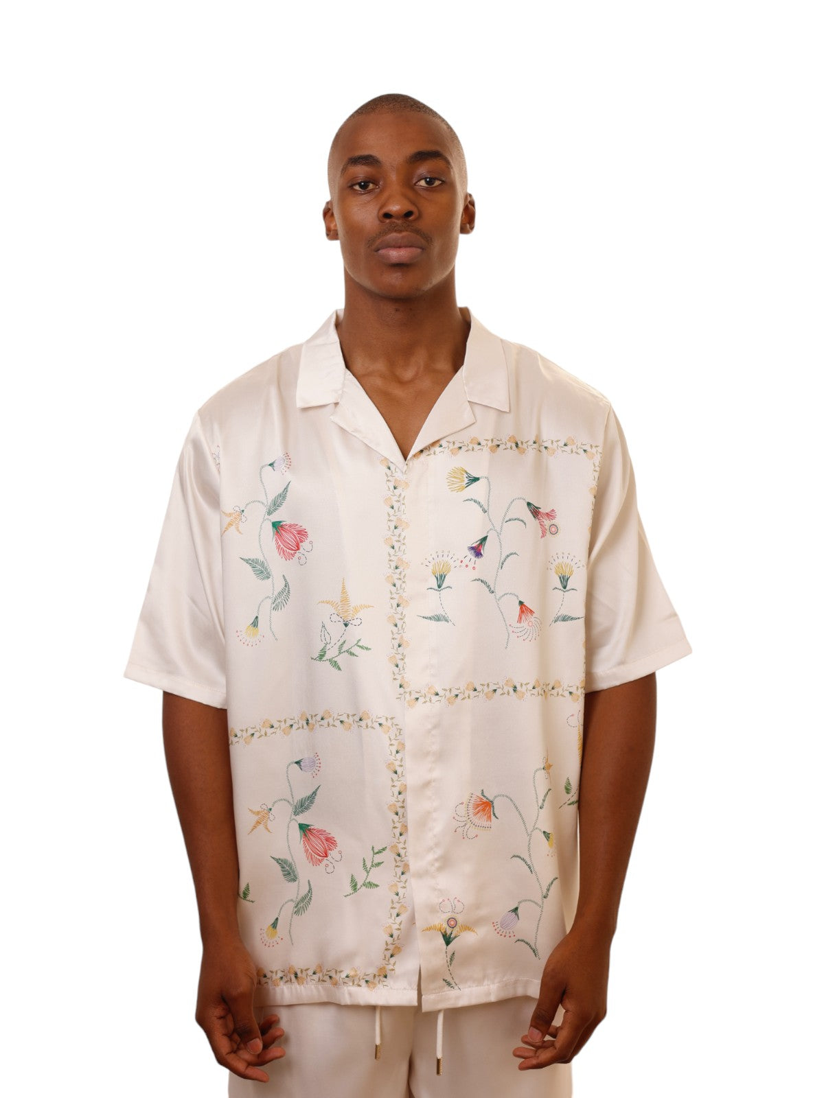 Capone Shirt Floral Embroidered Beige - 1