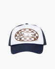 Ice Cream Cap Checker Running Dog Trucker Ecru/Navy