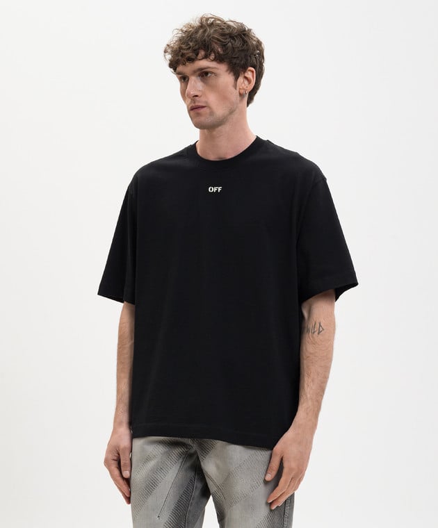 Off - White T-Shirt New Off Stamp Skate Black