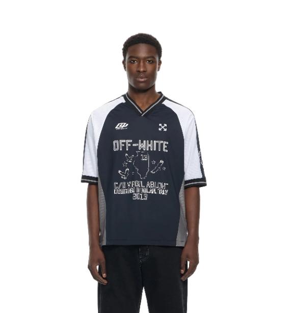 Off - White T-Shirt Soccer V-neck Black