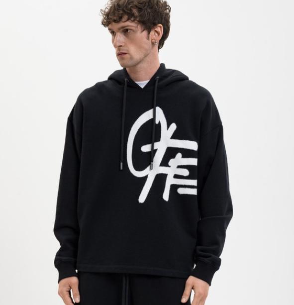 Off - White Hoodie Shared Spray Logo Black