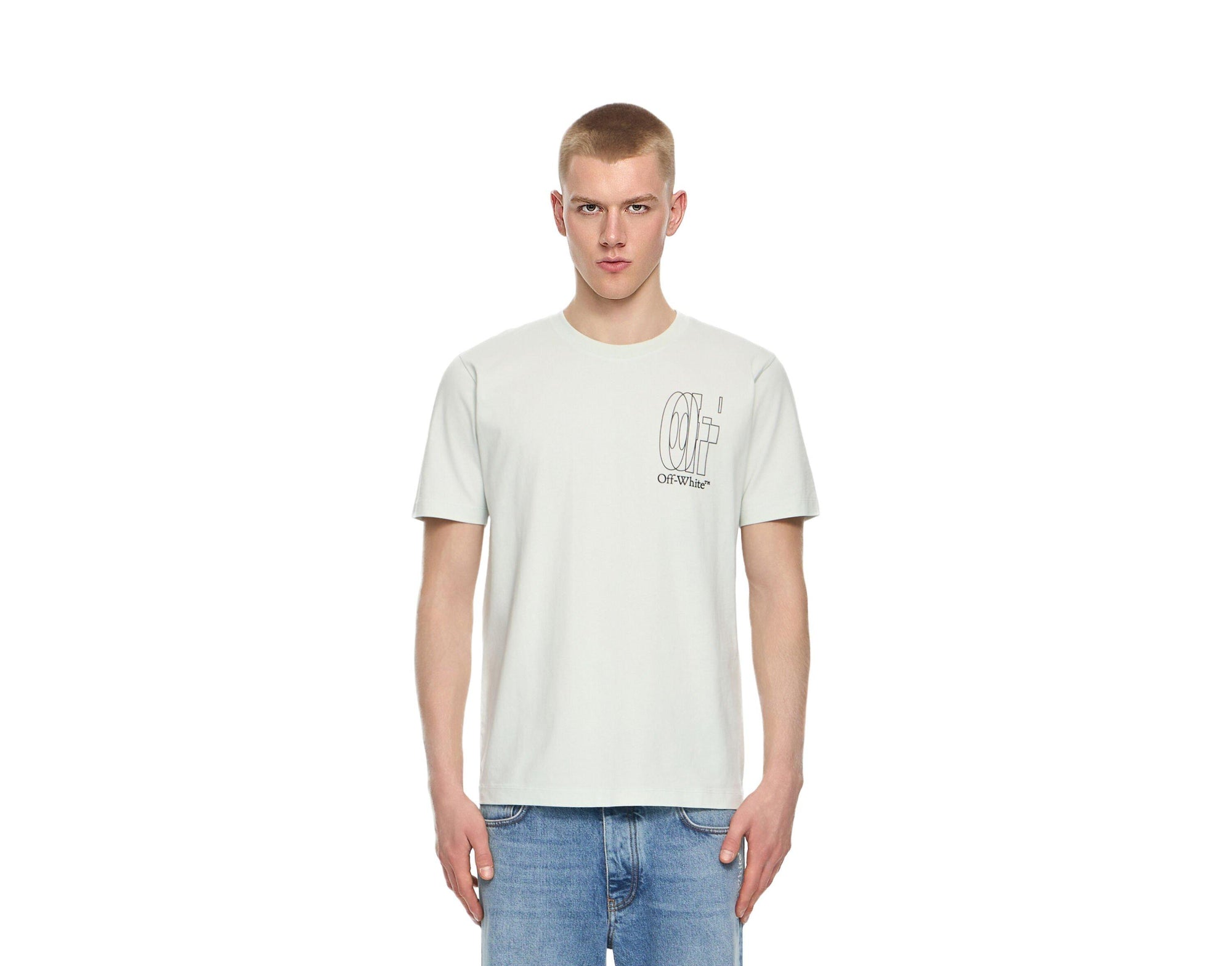 Off - White T-Shirt Big Double Arrow Light Blue