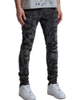 Purple Jeans Skinny Grunge Print Black