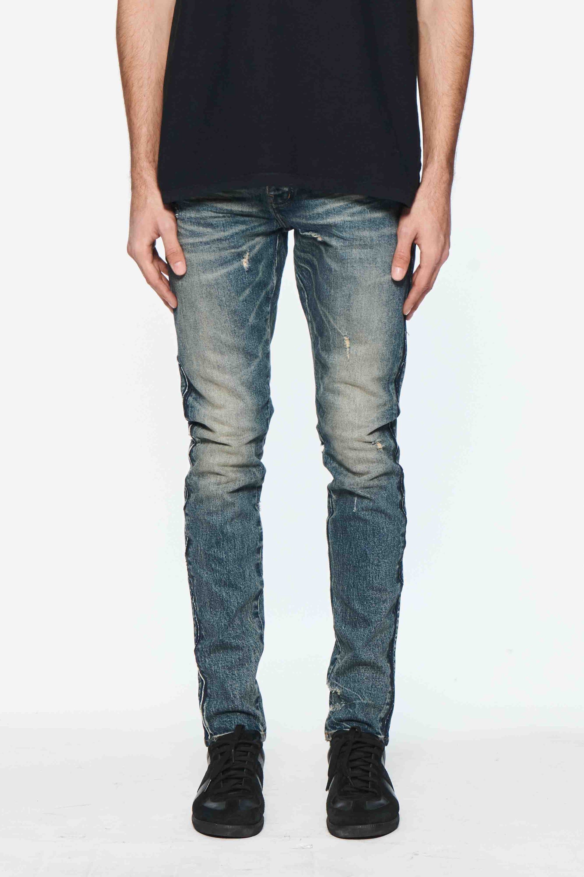 Purple Jeans Skinny Shadow Seam Coated Indigo
