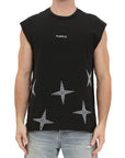 Purple T-Shirts Sleeveless Textured Black