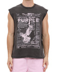 Purple T-Shirts Sleeveless Textured Black