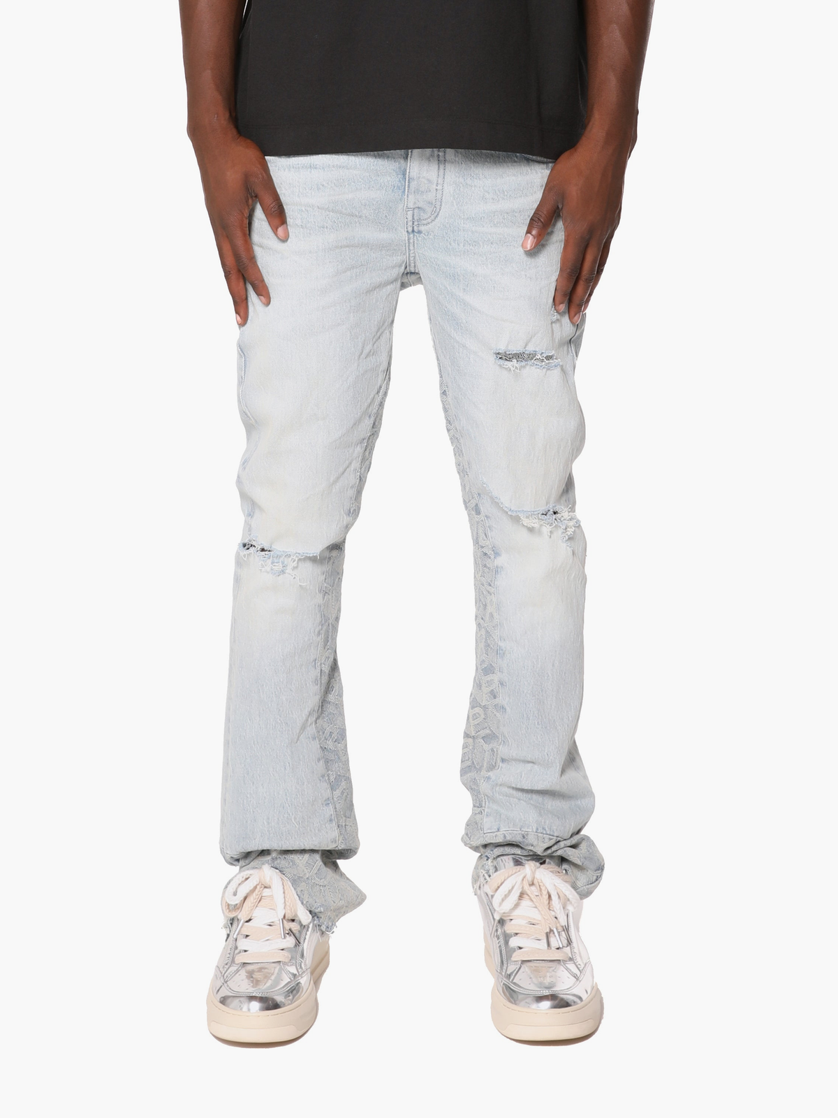 Purple Jeans Low Rise Slim Flare Light Indigo Blue