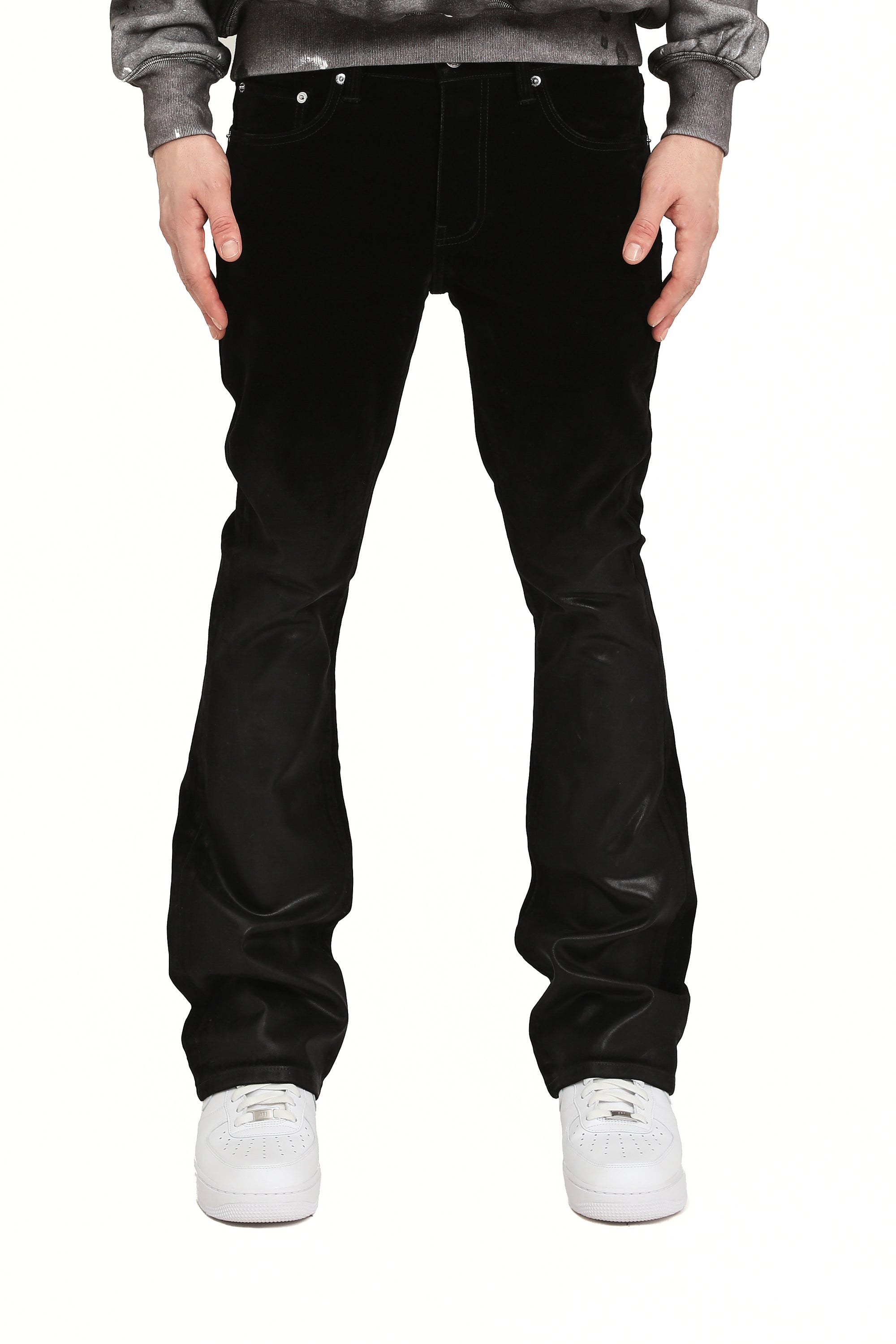 Purple Jeans Flare Flock Dipped Black