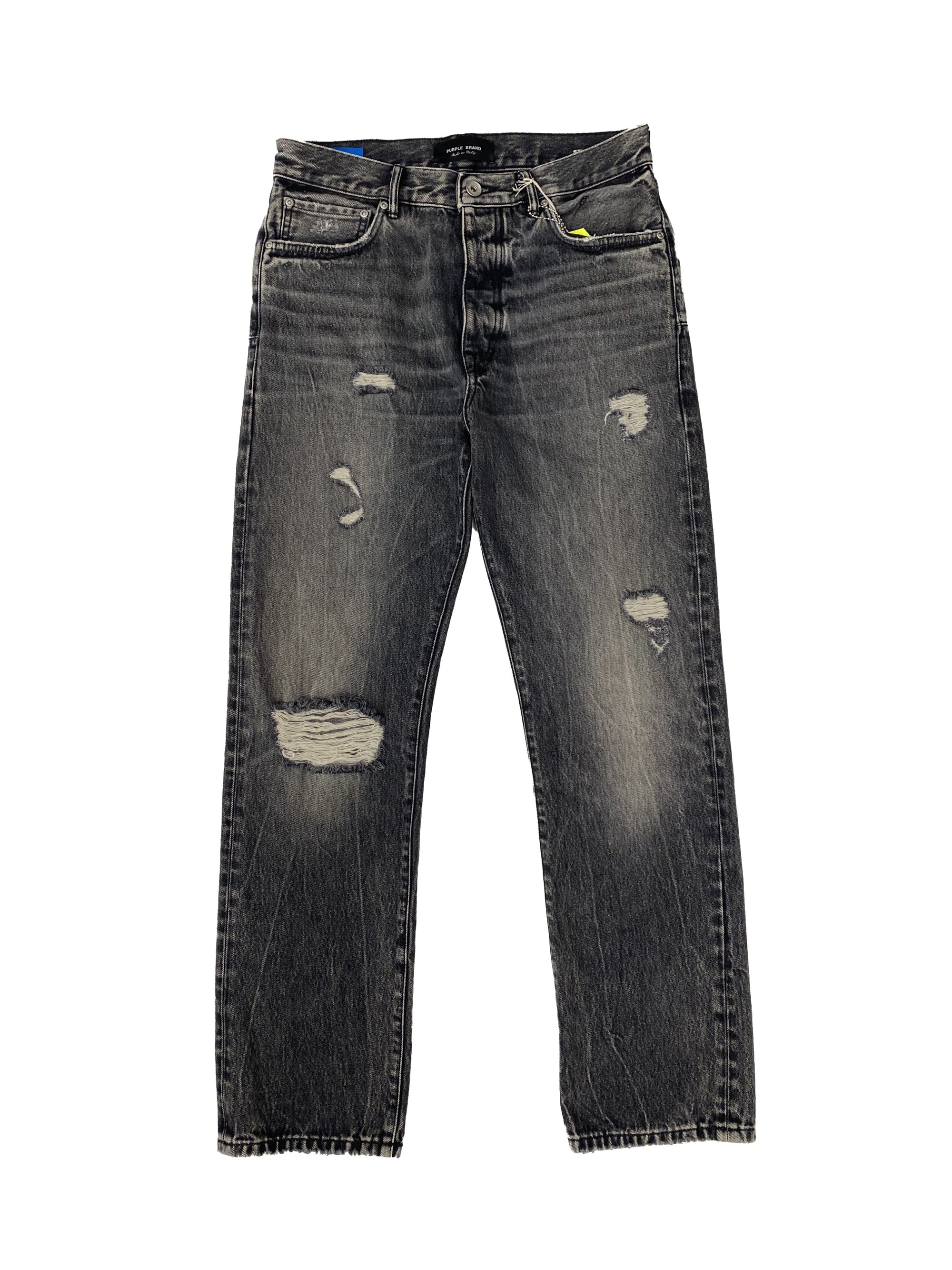 Purple Jeans Worn Stone Wash Grey