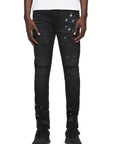 Purple Jeans Resin Knee Slit  Black