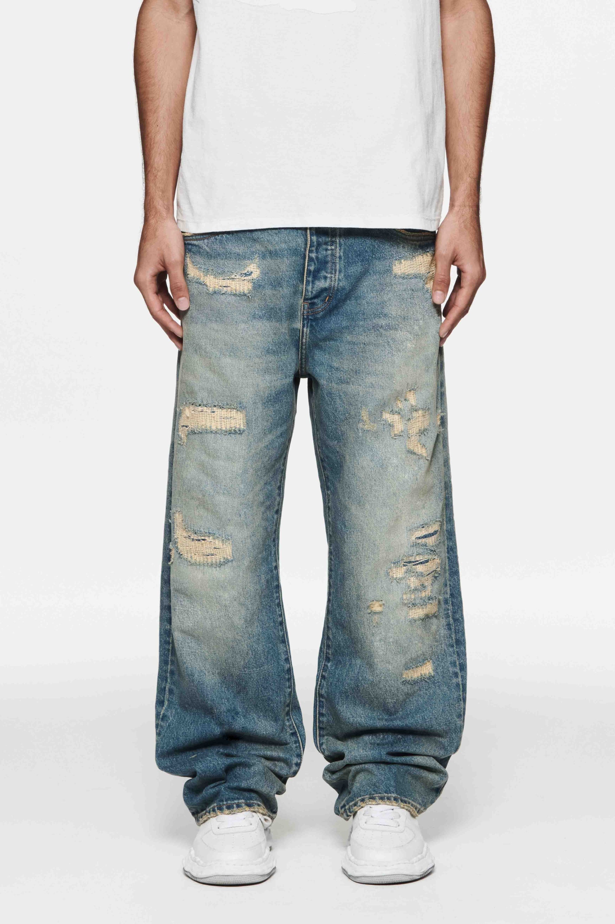 Purple Jeans Repair Destroy Indigo